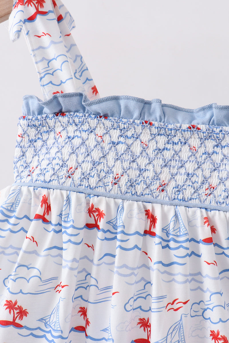 Girls Little Sailor Smocked Outfit