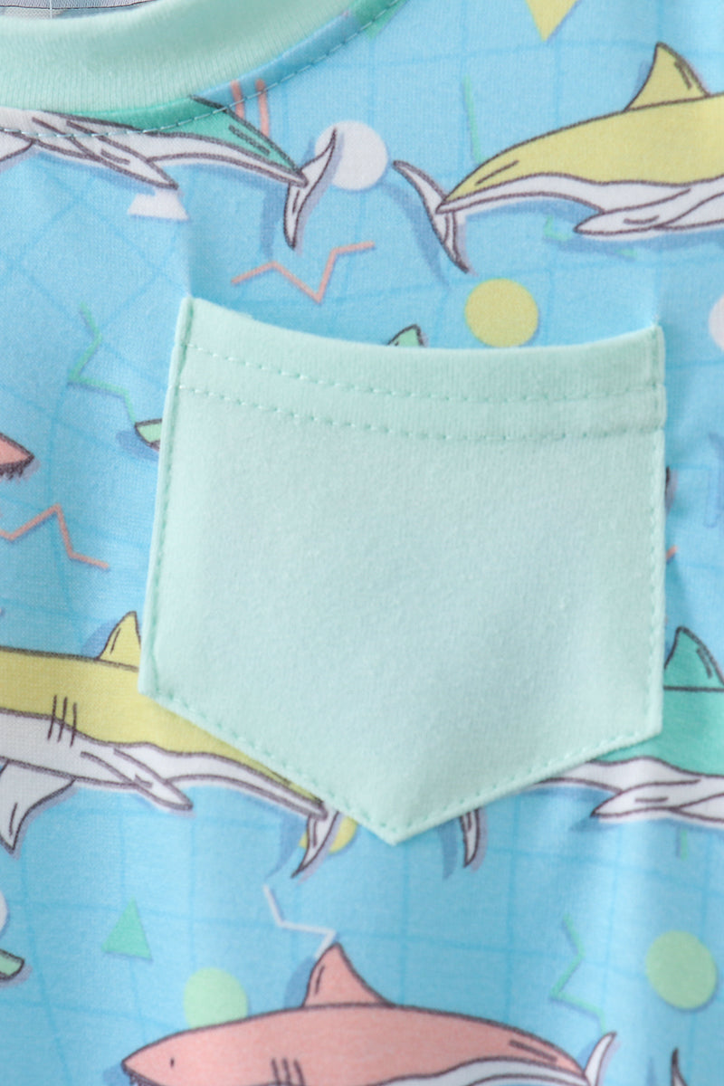 Blue Shark One-Piece Outfit