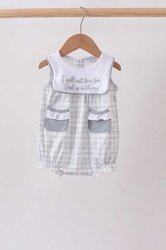 Blue Faith Quote Embroidered Bubble – Meaningful Baby Style