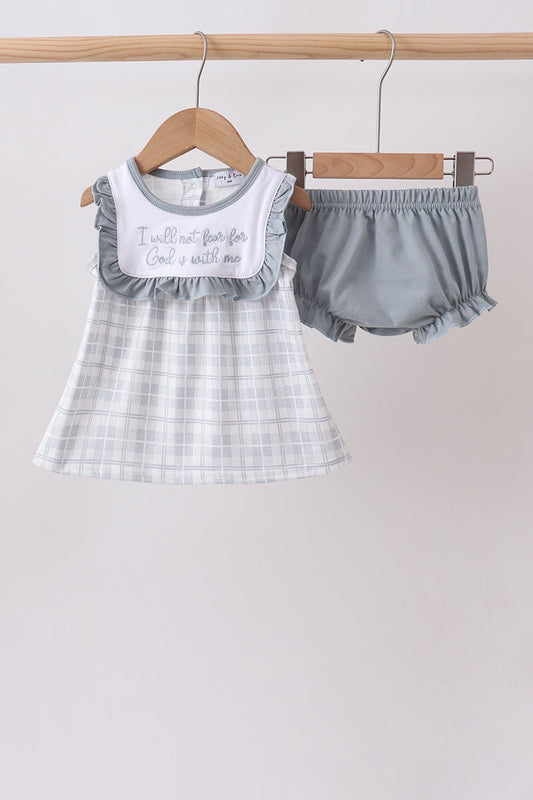 Blue Faith Quote Embroidered Bloomer Set – Sweet & Meaningful Baby Girl Style