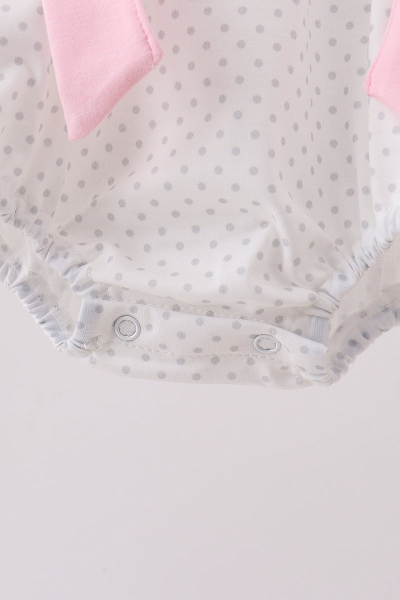 Pink Pencil ABC Embroidery Dot Bubble Romper