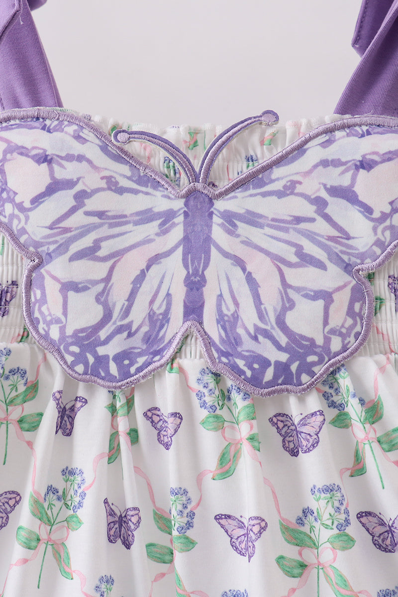 Purple Butterfly Applique Shorts Set – Whimsical & Playful Girls Outfit