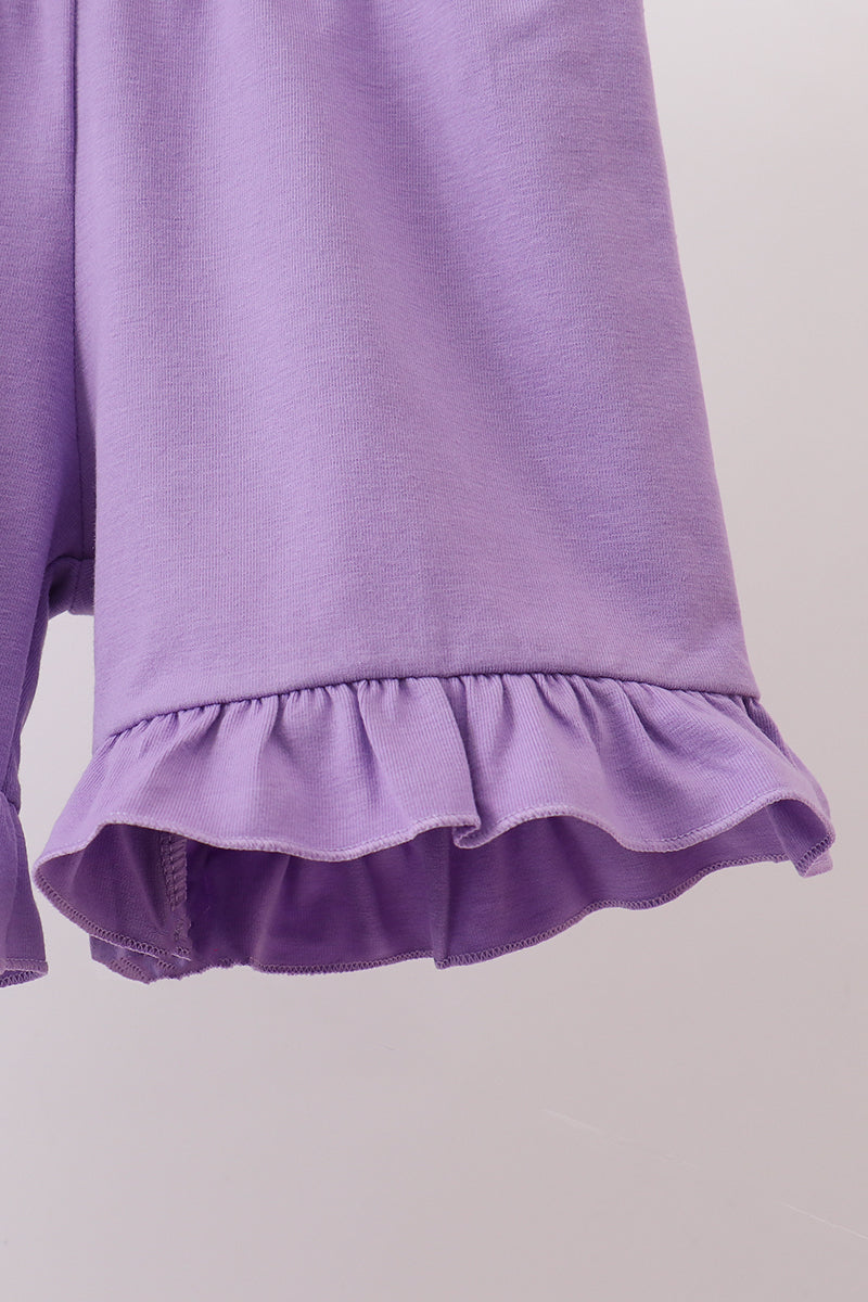 Purple Butterfly Applique Shorts Set – Whimsical & Playful Girls Outfit