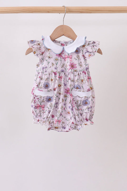 Purple Garden Ruffle Bubble – Garden-Inspired Baby Girl One-Piece