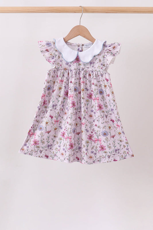 Purple Garden Ruffle Dress – Whimsical Floral Girls Dress