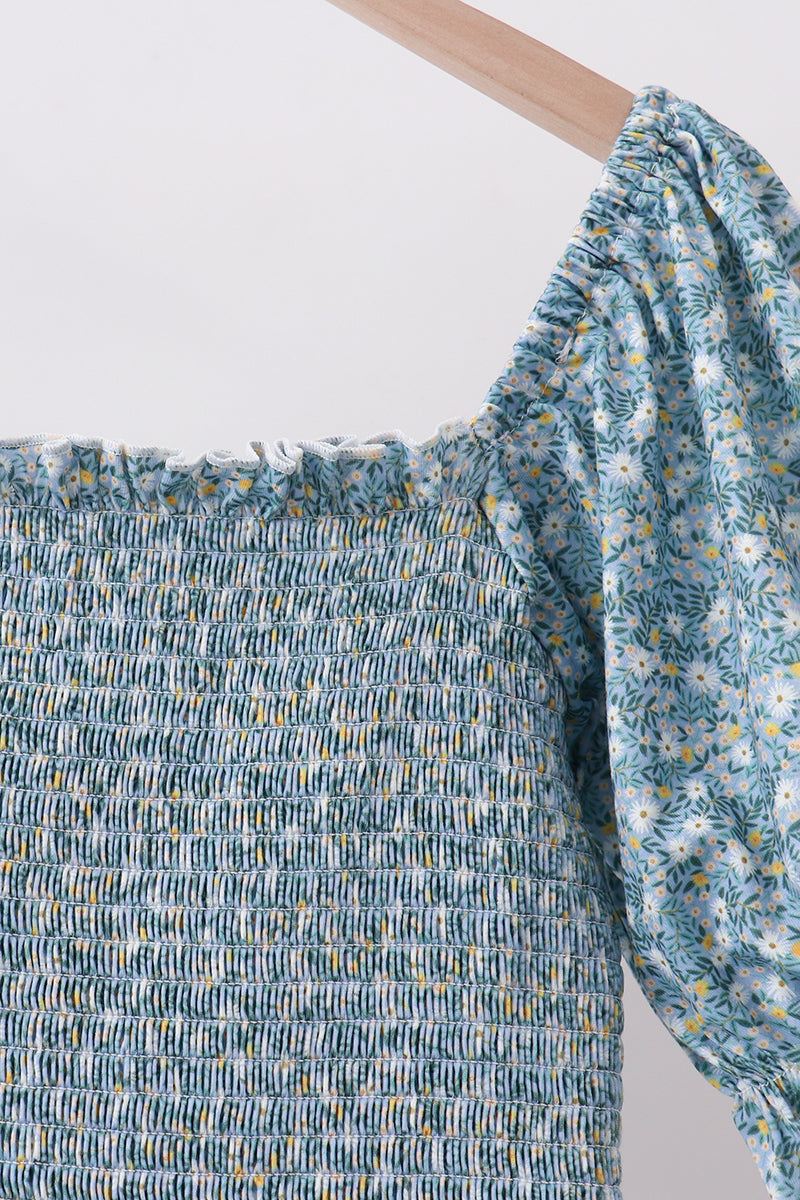 Teal Floral Mom Dress – Mommy & Me Style