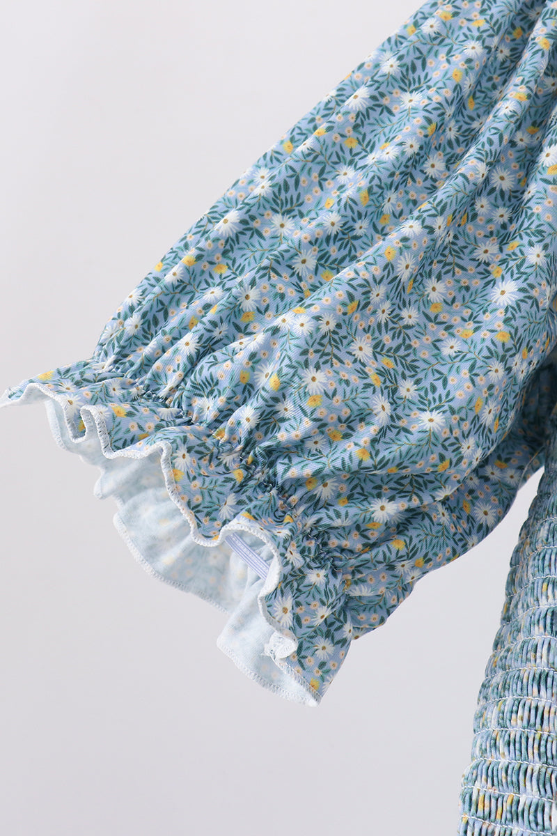 Teal Floral Mom Dress – Mommy & Me Style
