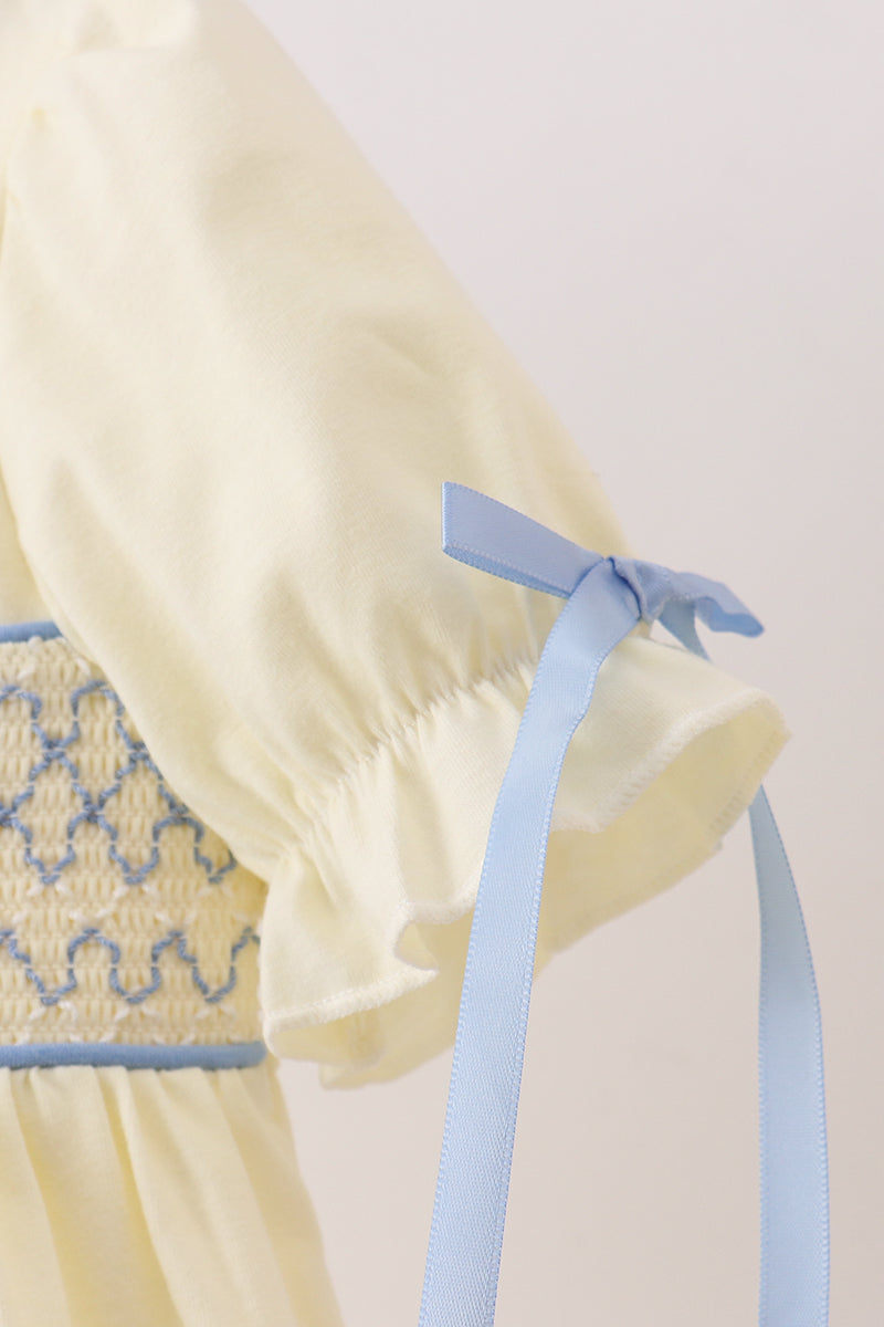 Cream Smocked Ruffle Dress