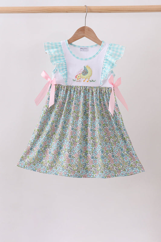 Mint Chicken Applique Ruffle Dress – Playful & Charming Girls Style