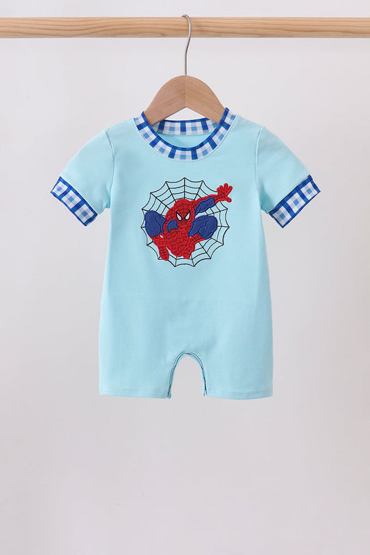 Blue Character Embroidery Romper – Cute Baby Boys One-Piece