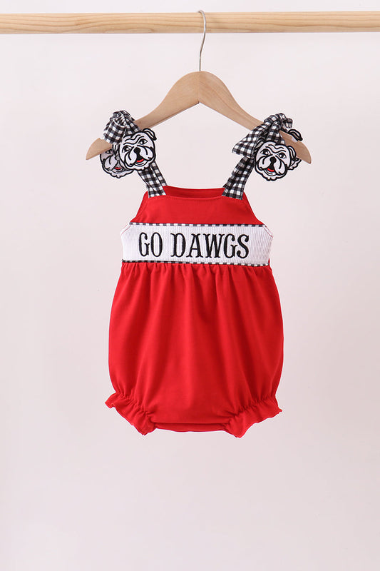 Red Georgia Go Dawgs Smocked Bubble - Sweet & Spirited Baby Girl Game Day Style