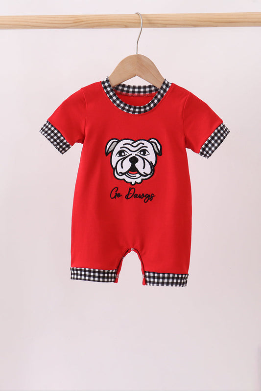 Red Georgia Go Dawgs Appliqué Romper - Adorable Baby Girl Game Day Style
