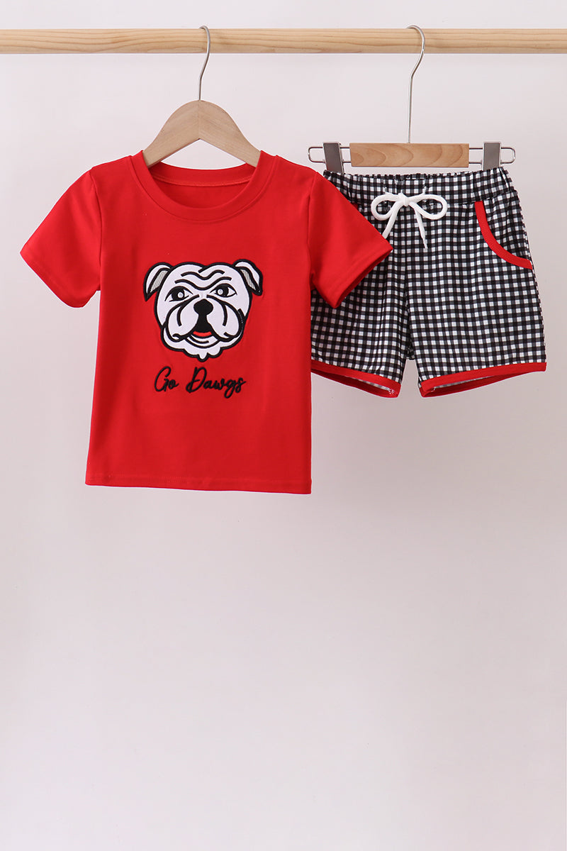 Red Georgia Appliqué Shorts Set - Sweet & Spirited Little Girl Style