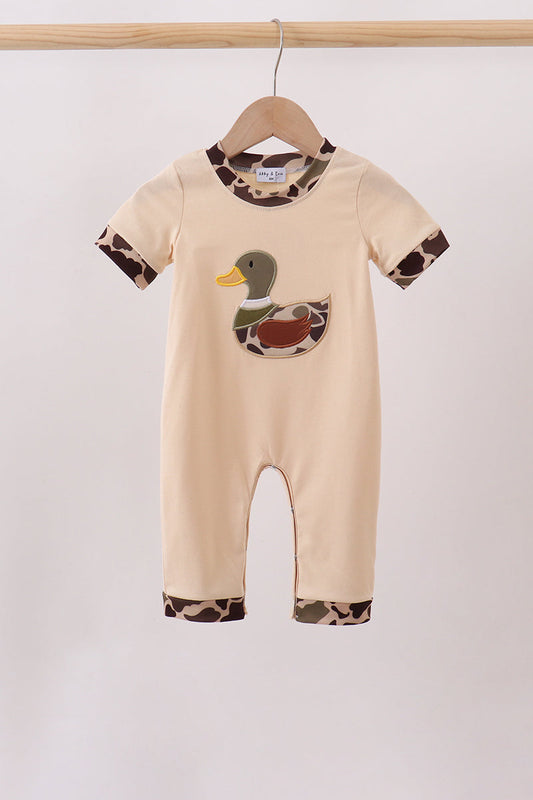 Camouflage Duck Applique Romper - Adorable Baby Boy Look