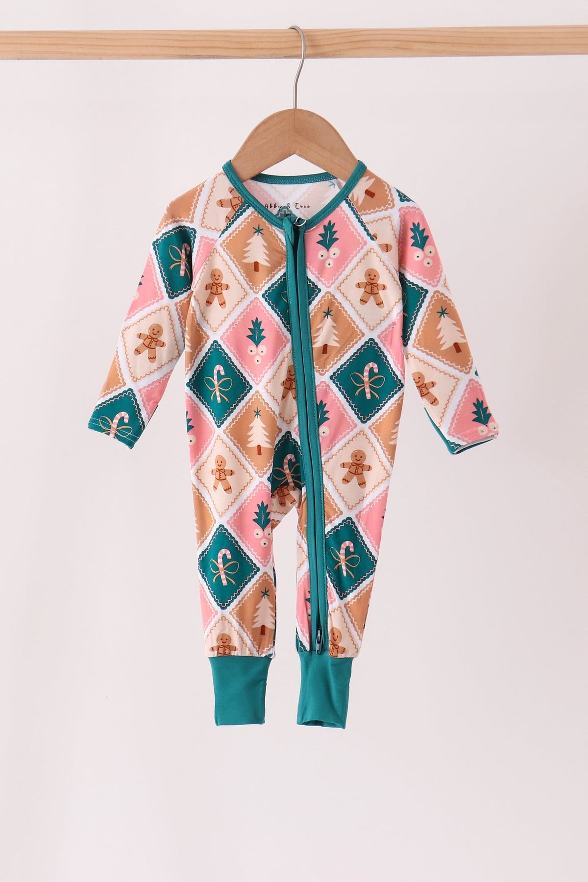 Green Gingerbread Bamboo Romper - Sweet Christmas Style for Baby Girls