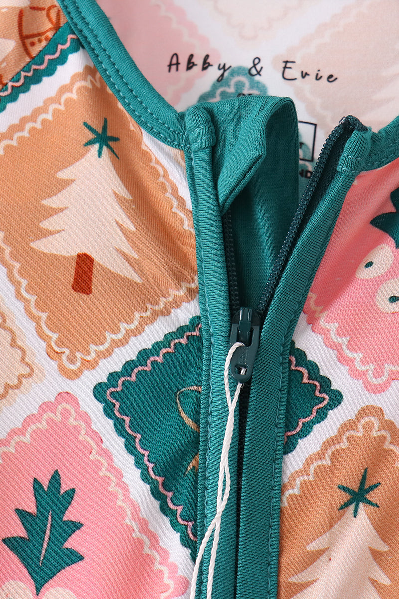 Green Gingerbread Bamboo Romper - Sweet Christmas Style for Baby Girls