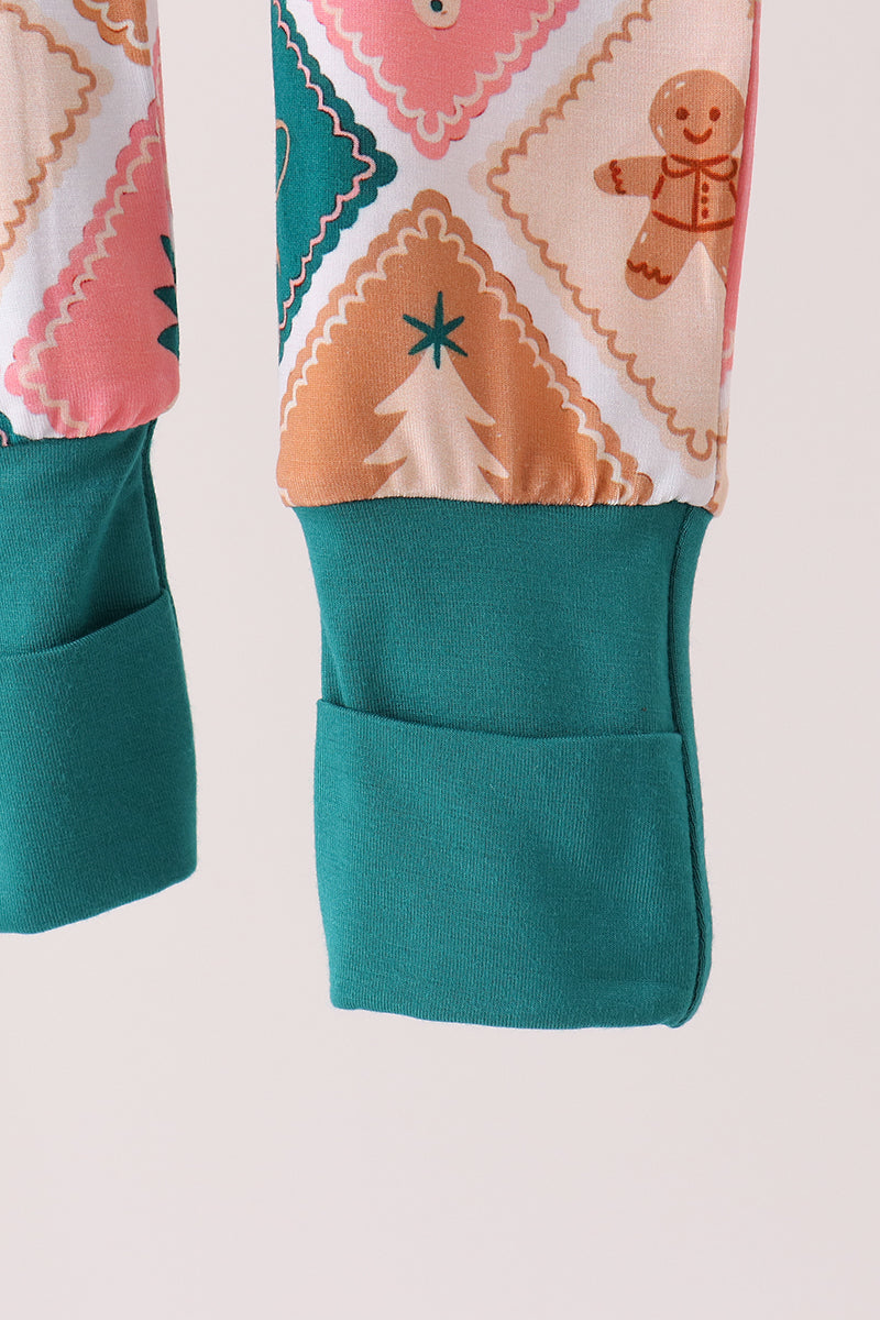 Green Gingerbread Bamboo Romper - Sweet Christmas Style for Baby Girls