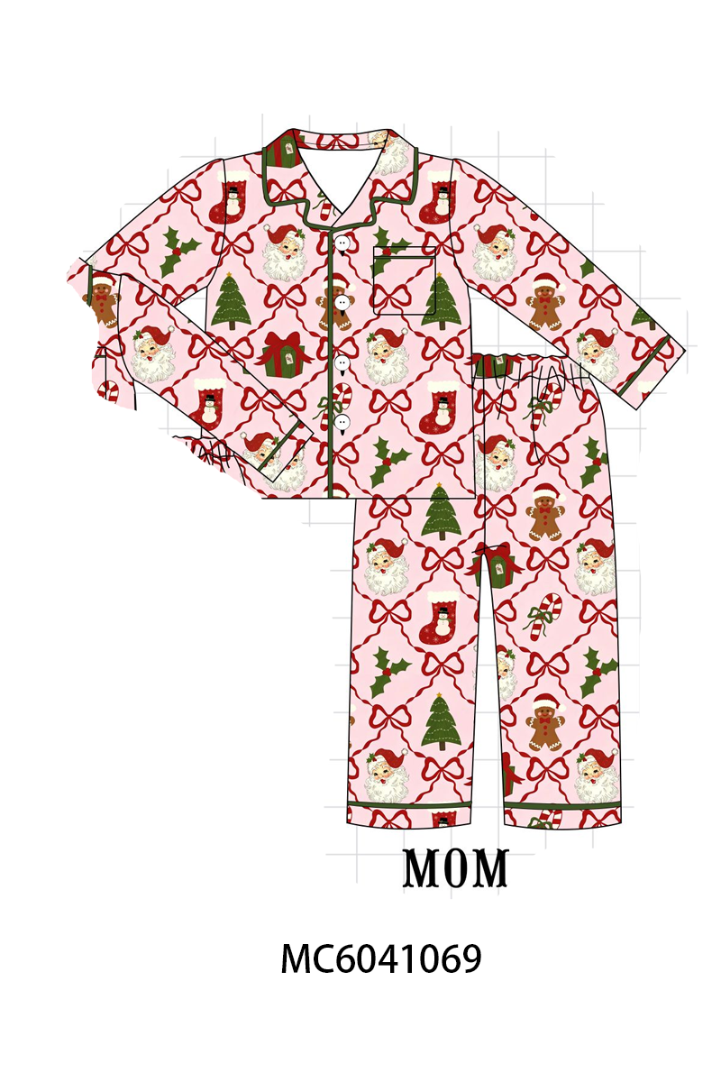 Pink Christmas Tree Bamboo Mom & Me Pajama Set - Cozy Holiday Memories Together