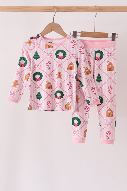 Pink Christmas Tree Bamboo Mom & Me Pajamas - Sweet Matching Holiday Nights
