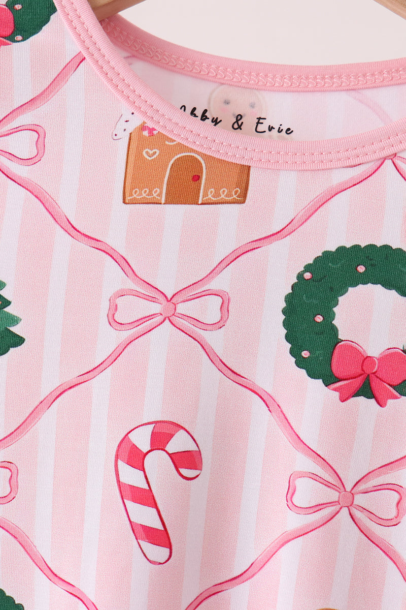 Pink Christmas Tree Bamboo Mom & Me Pajamas - Sweet Matching Holiday Nights