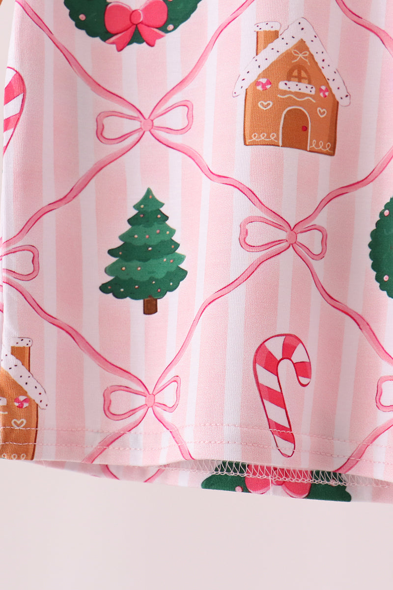 Pink Christmas Tree Bamboo Mom & Me Pajamas - Sweet Matching Holiday Nights