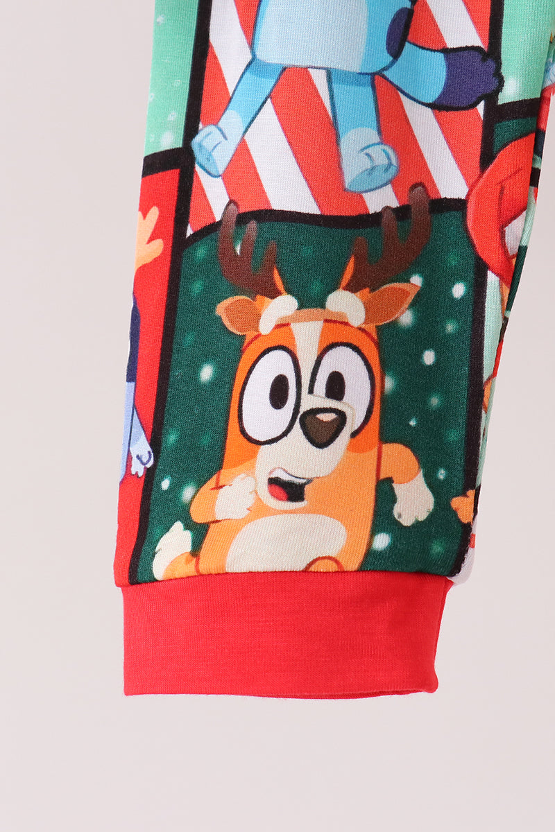 Red Christmas Bluey Bamboo Pants Set - Festive Holiday Style for Girls