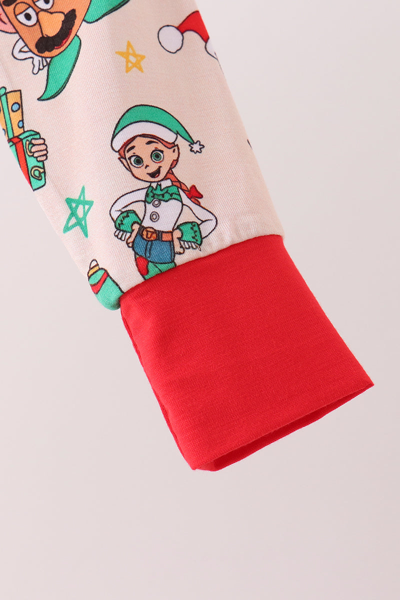 Red Christmas Toy Story Ruffle Bamboo Romper - Festive Holiday Style for Baby Girls