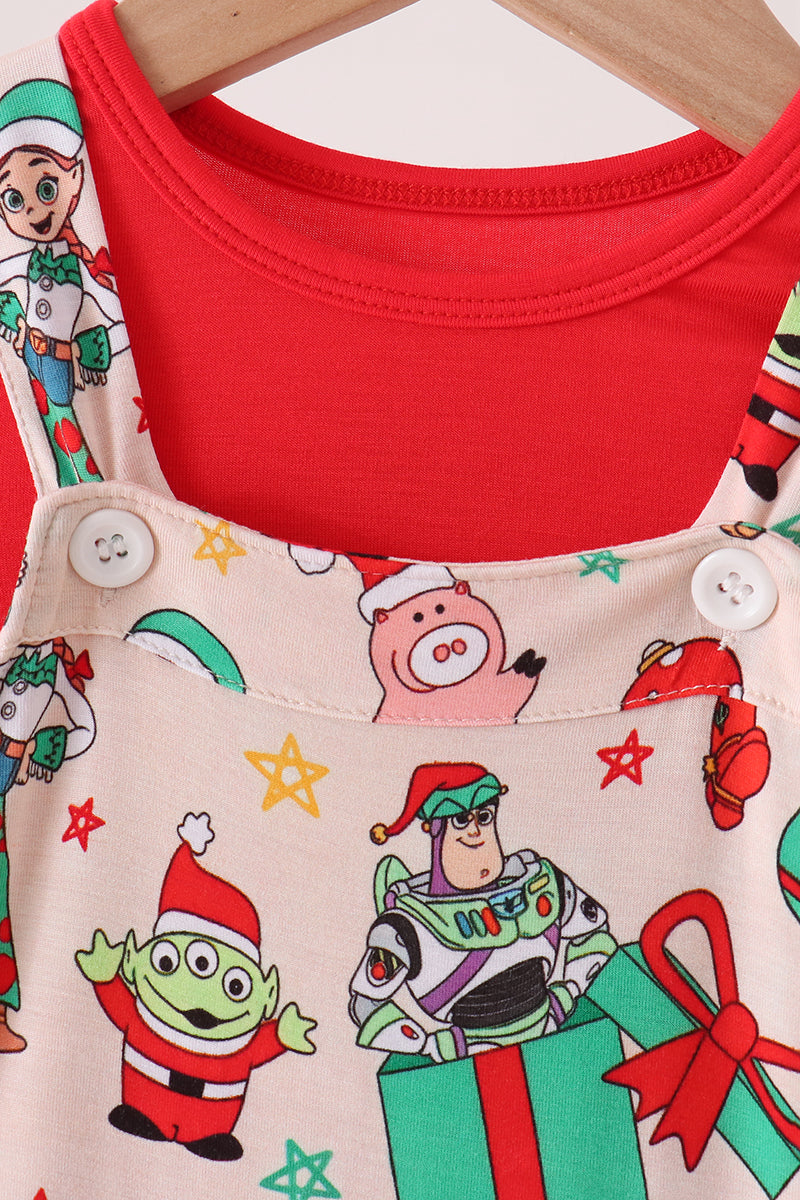 Red Christmas Toy Story Bamboo 2-Piece Set - Festive & Fun Holiday Style for Girls