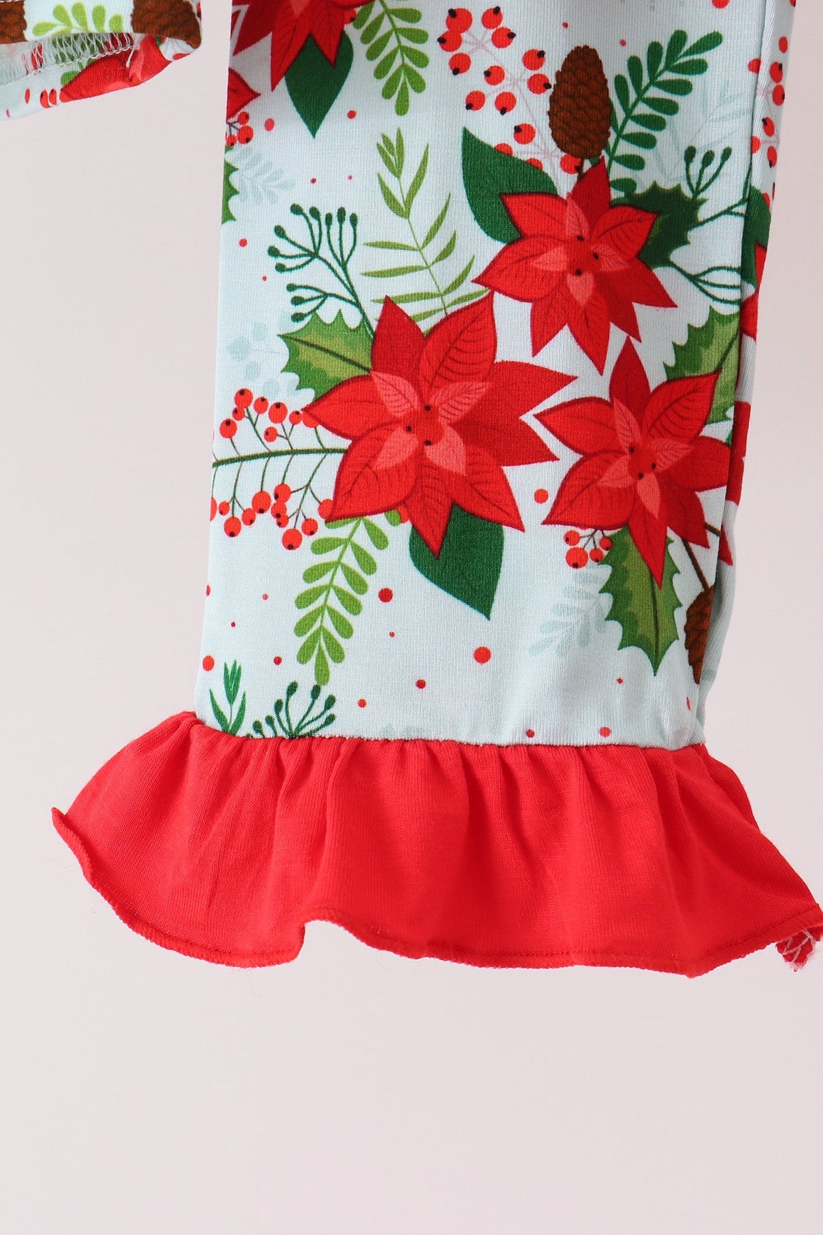 Red Floral Ruffle Bamboo Pajama Set - Cozy Nights for Girls