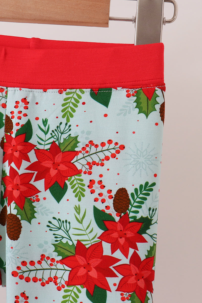 Red Floral Ruffle Bamboo Pajama Set - Cozy Nights for Girls