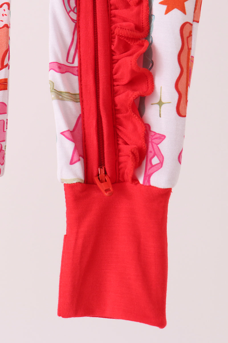 Red Santa Carousel Bamboo Romper - Sweet Christmas Style for Baby Girls