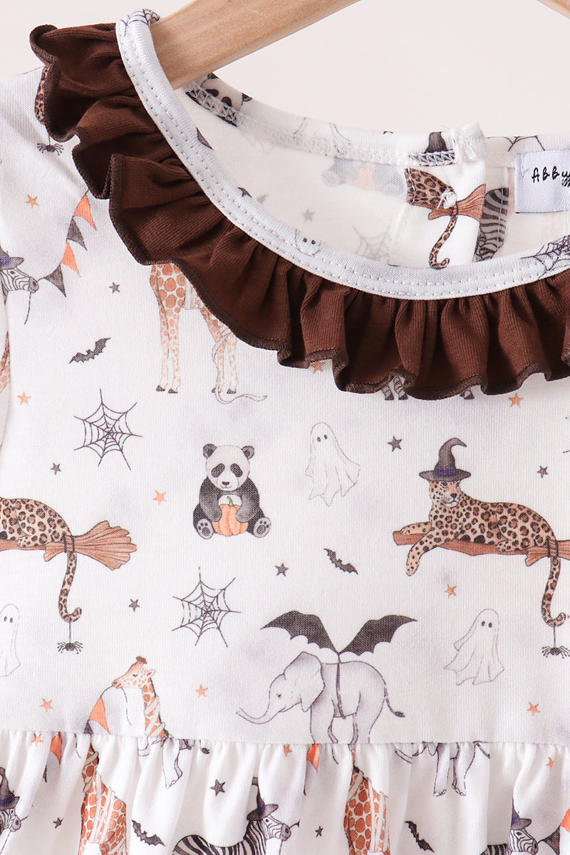 Brown Zoo Animal Ruffle Pants Set - Fun & Stylish Little Girl Outfit