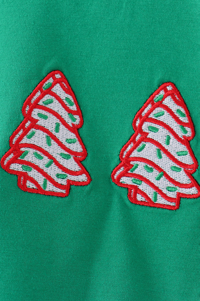 Green Christmas Tree Applique Bubble - Festive Holiday Style for Baby Girls