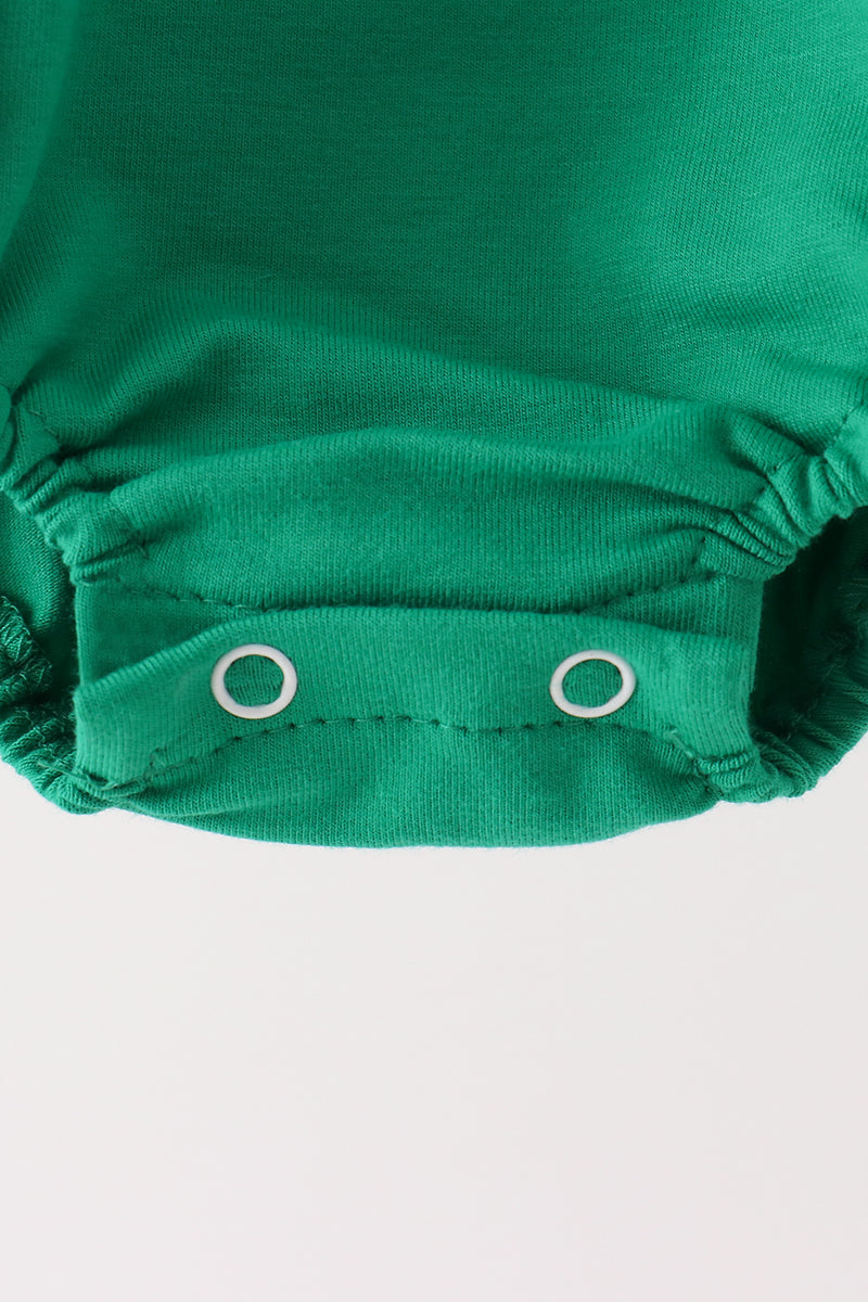 Green Christmas Tree Applique Bubble - Festive Holiday Style for Baby Girls