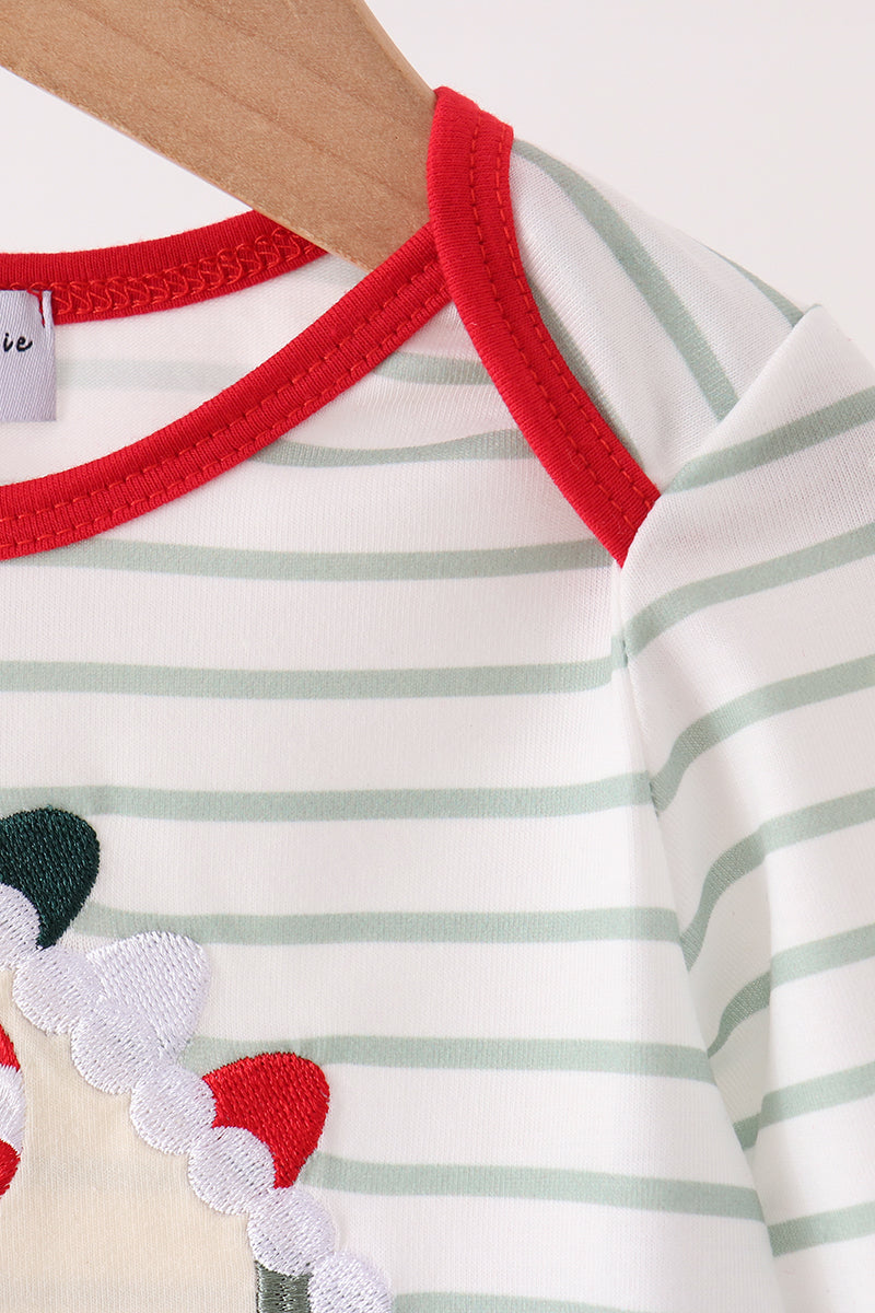 Red Gingerbread House Applique Stripe Ruffle Romper - Sweet Holiday Style for Baby Girls