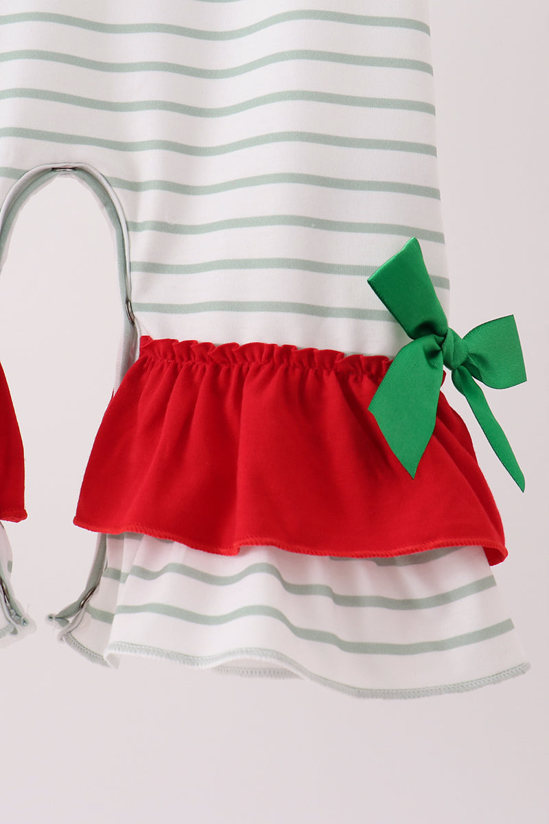 Red Gingerbread House Applique Stripe Ruffle Romper - Sweet Holiday Style for Baby Girls