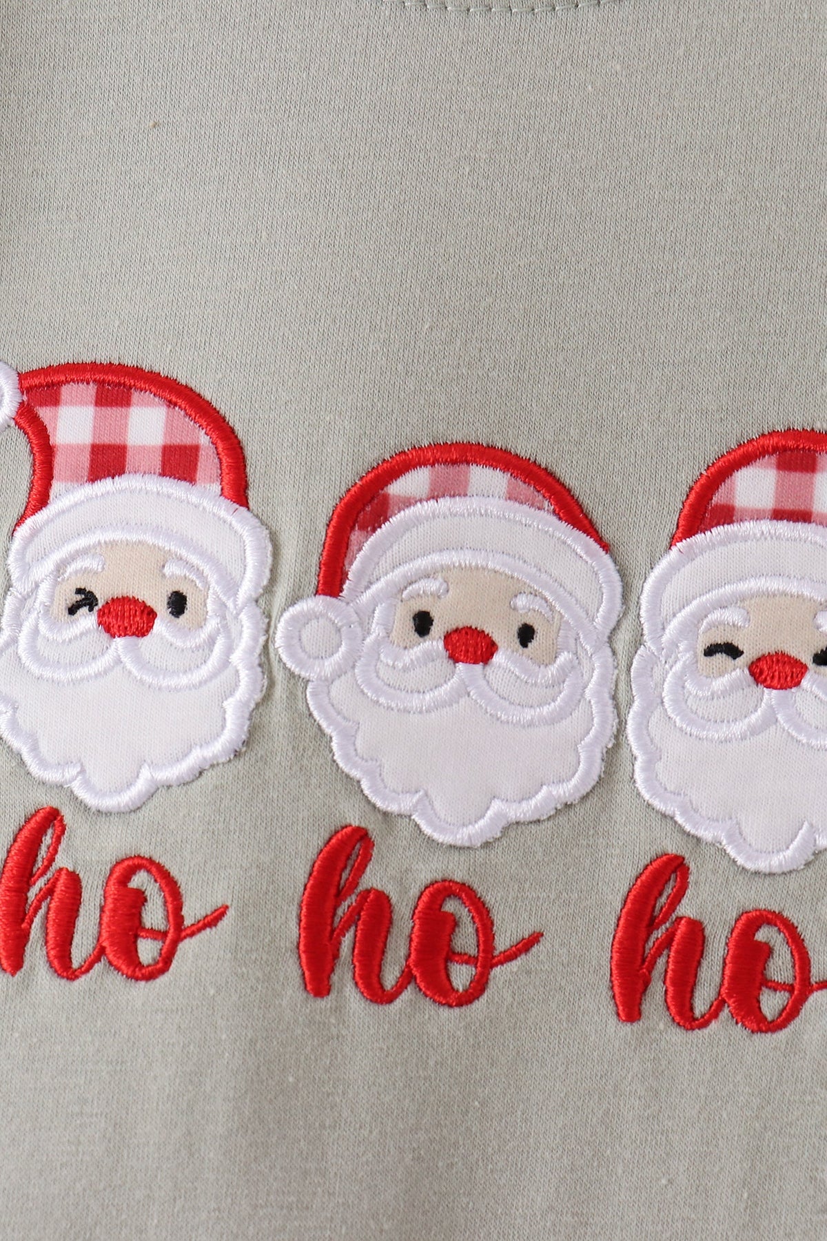 Sage Santa Appliqué Romper with Gingham Trim - Sweet Christmas Style for Baby Boys