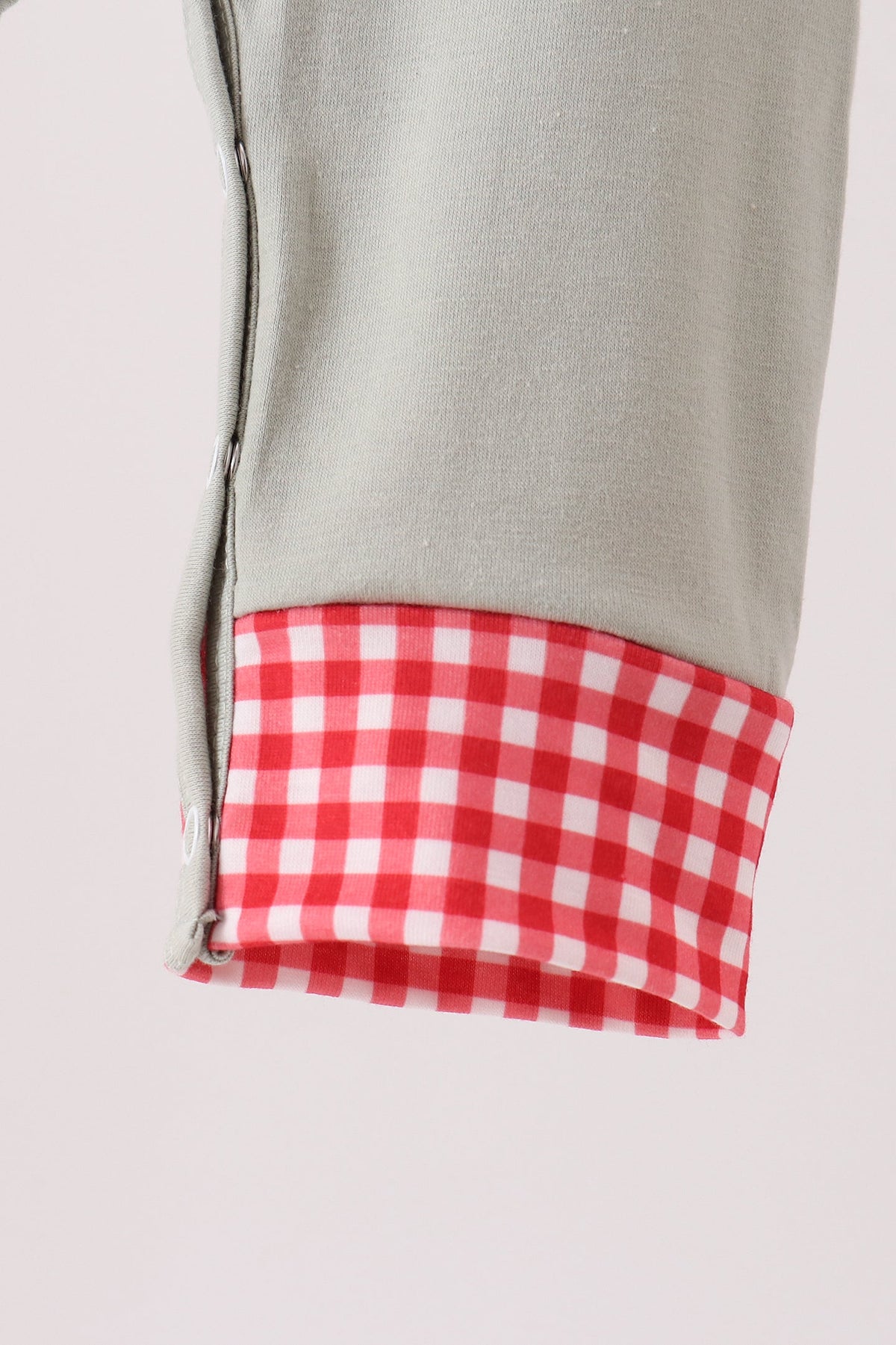 Sage Santa Appliqué Romper with Gingham Trim - Sweet Christmas Style for Baby Boys