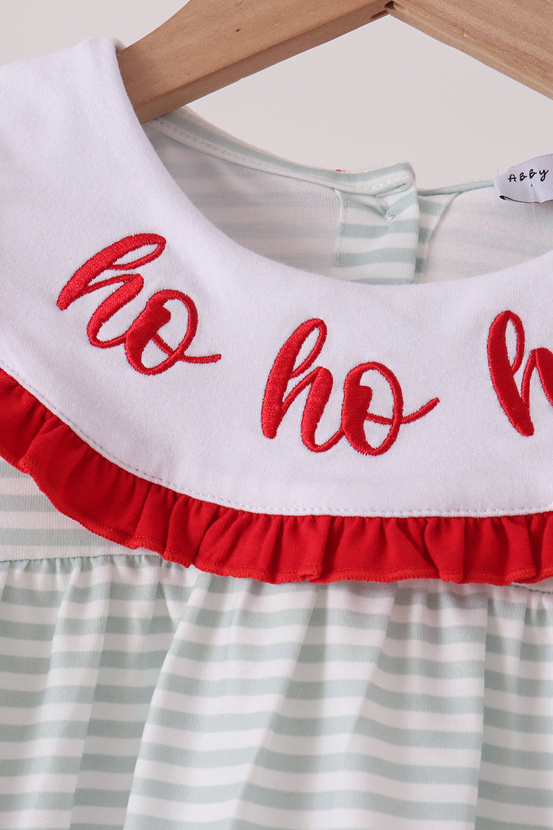Sage Santa Applique Gingham Ruffle Pants Set - Festive Holiday Style for Girls