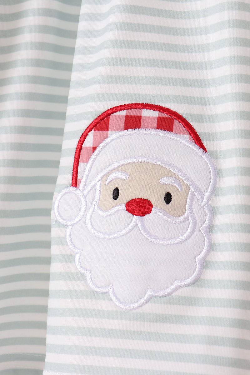 Sage Santa Applique Gingham Ruffle Pants Set - Festive Holiday Style for Girls