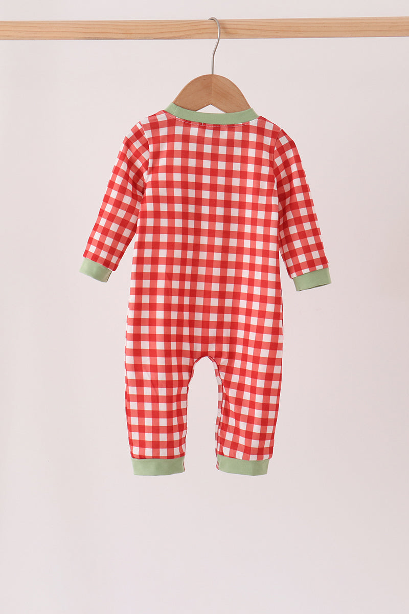 Red Gingham Goose Embroidered Romper - Sweet Everyday Style for Baby Boys