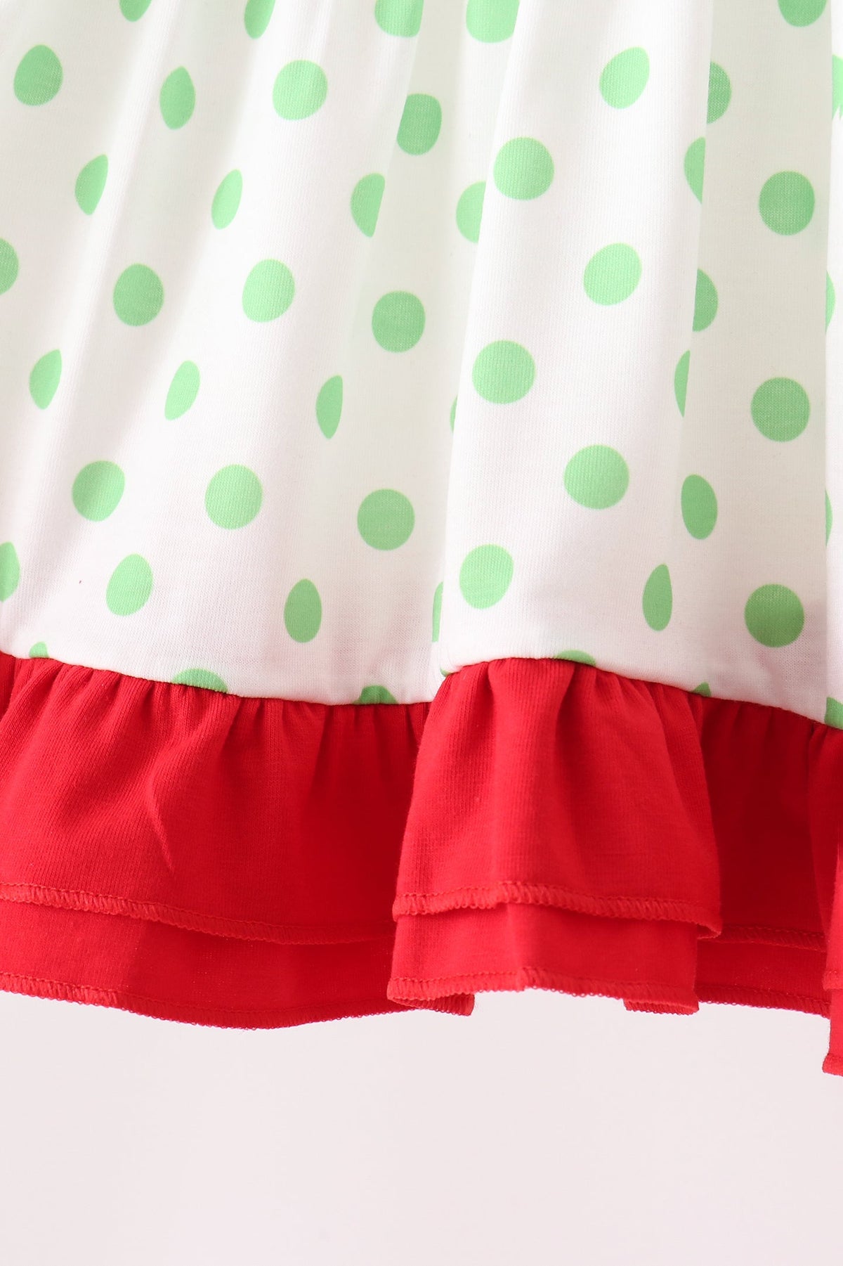 Green Dot Grinch Embroidery Ruffle Pants Set - Festive Holiday Style for Girls