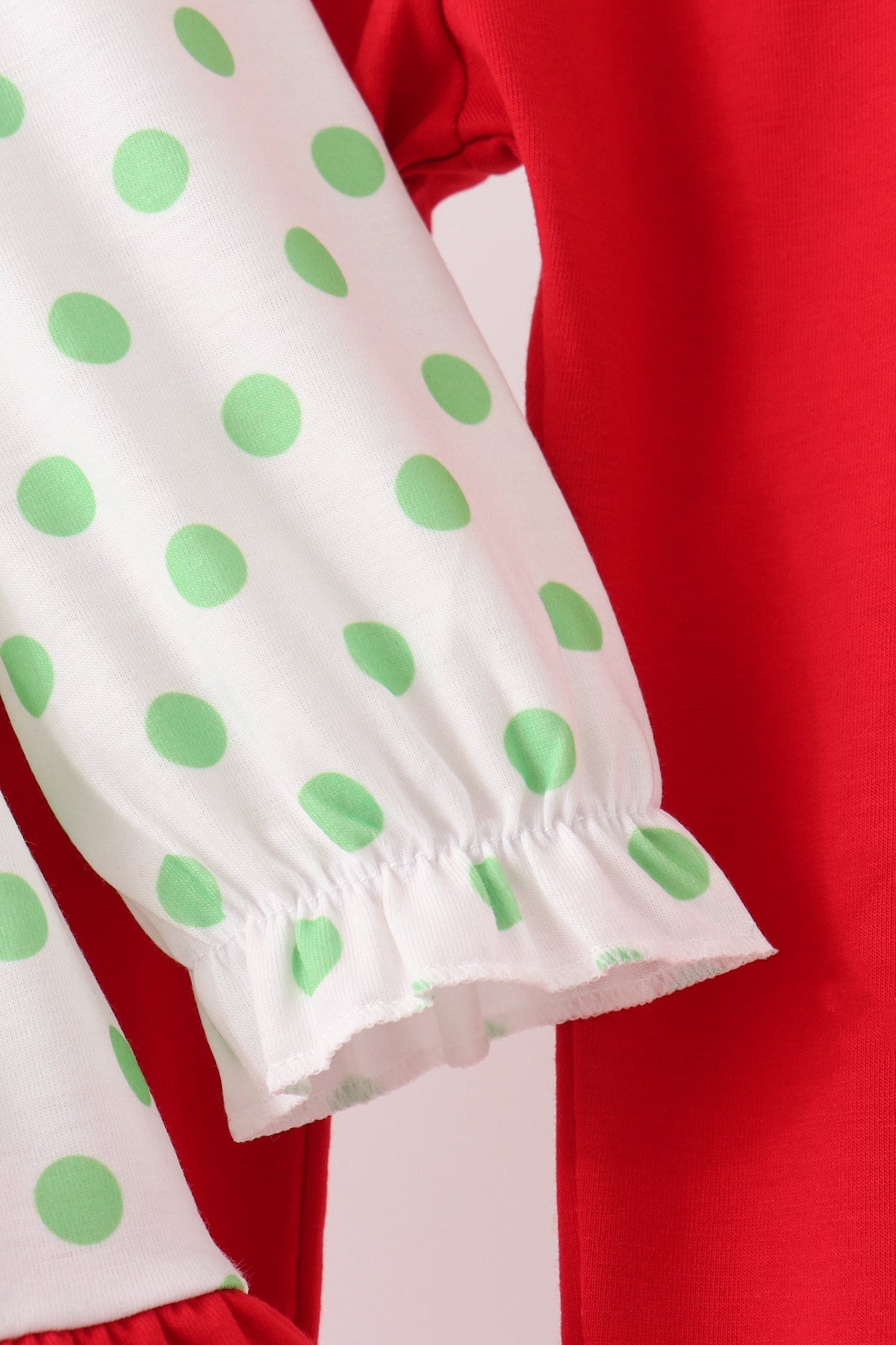 Green Dot Grinch Embroidery Ruffle Pants Set - Festive Holiday Style for Girls