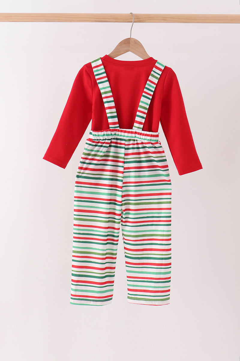 Red Santa Claus Applique 2-Piece Set - Festive Christmas Style for Little Girls