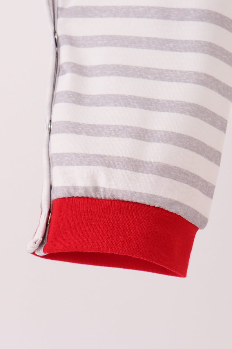 Gray Stripe Daddy's Helper Embroidery Romper - Sweet Baby Boy Moments