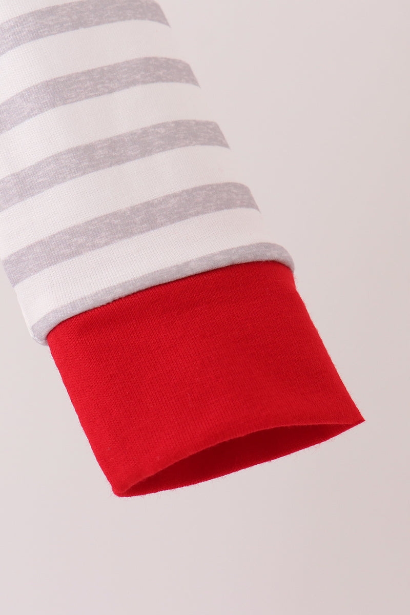 Gray Stripe Daddy's Helper Embroidery Bubble - Sweet Baby Boy Style
