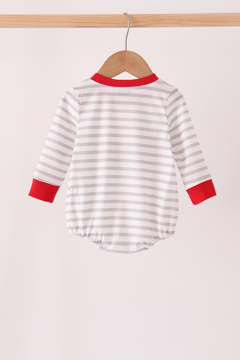 Gray Stripe Daddy's Helper Embroidery Bubble - Sweet Baby Boy Style