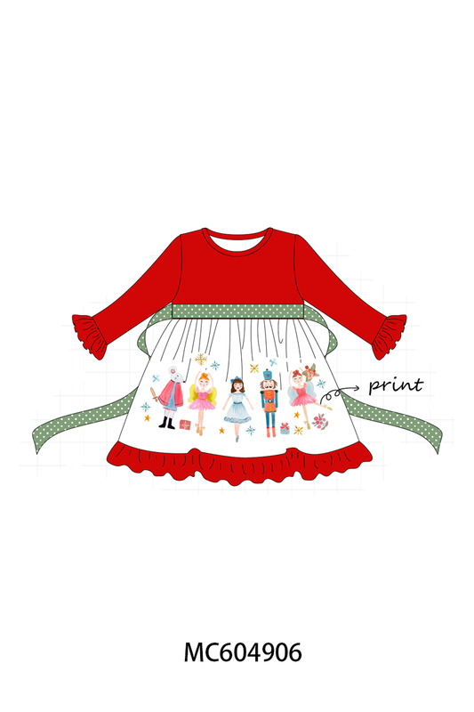 Red Nutcracker Ruffle Dress - Sweet Christmas Style for Girls