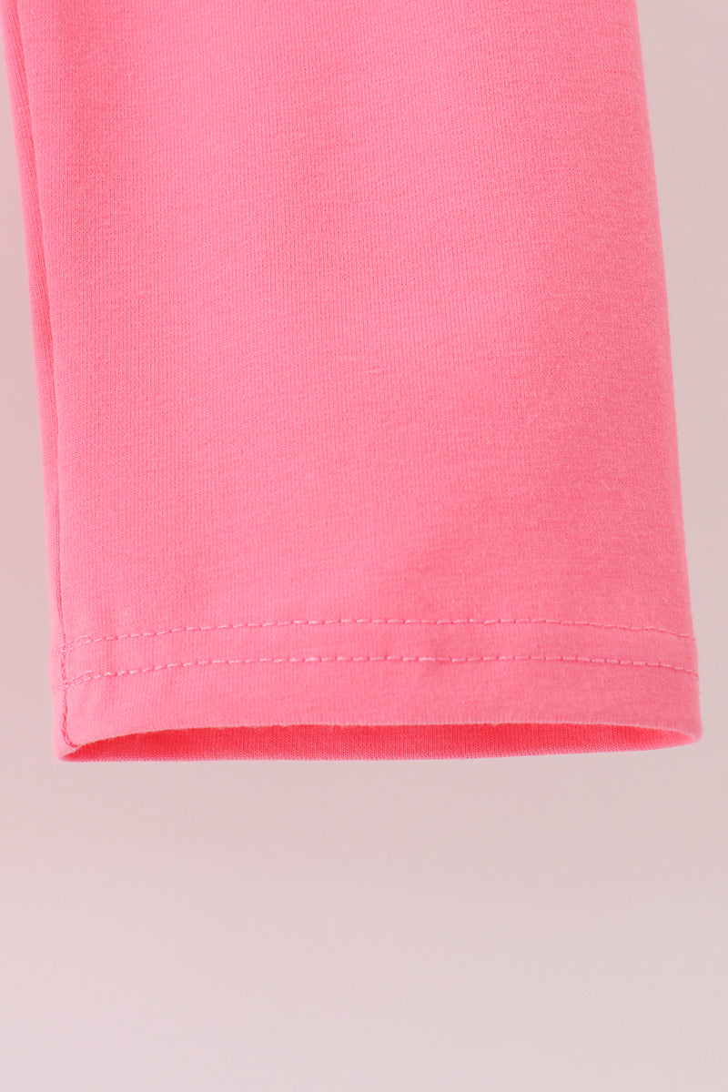 Pink Cowboy Santa Embroidery Ruffle Pants Set - Sweet Christmas Style for Girls