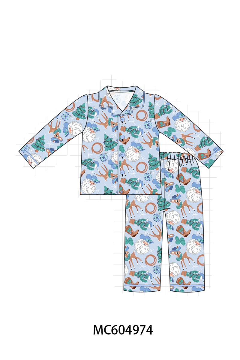 Blue Cowboy Bamboo Pajama Set - Sweet Western Dreams for Boys